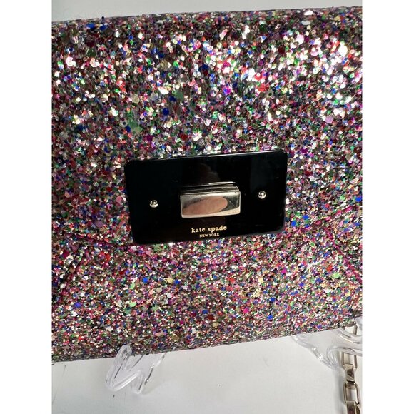 Kate Spade New York Womens Sonia Crossbody Bag Multicolor Flap Chain Glitter S - Picture 9 of 12